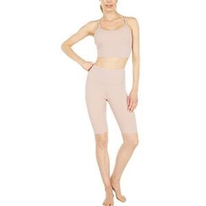 NWT VARLEY Merridy High Waist 10 Shadow Rose Blush Pink Bike Shorts Sz M